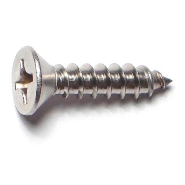 Midwest Fastener Wood Screw, #12, 1 in, Plain 18-8 Stainless Steel Flat Head Phillips Drive, 10 PK 79162 - main